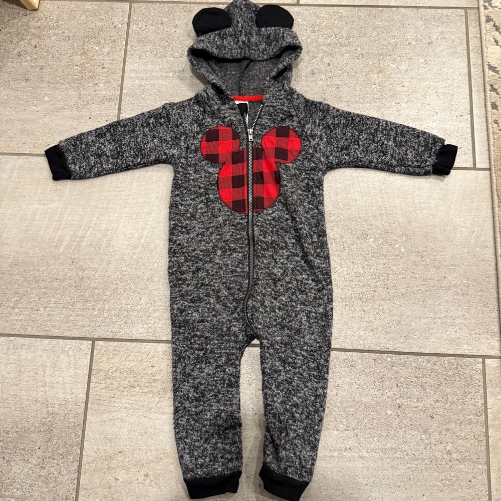 Disney Mickey Mouse Boys long sleeve hooded pullover knit jump suit 18-24mos